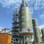 FRP tank installation at industrial plant