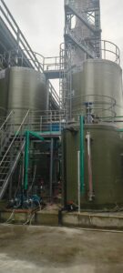 Fiberglass chemical tanks at process plant