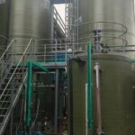 Fiberglass chemical tanks at process plant